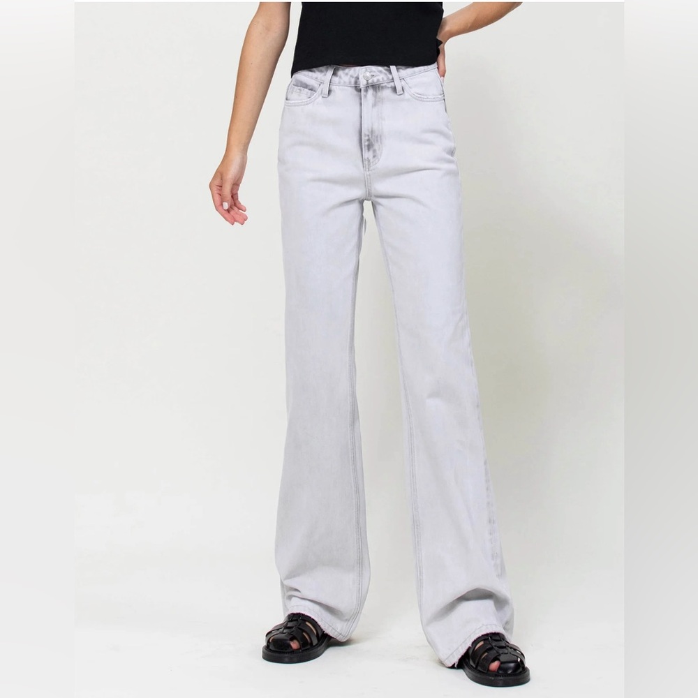VERVET BY FLYING MONKEY Soft Gray Wide Leg Jeans